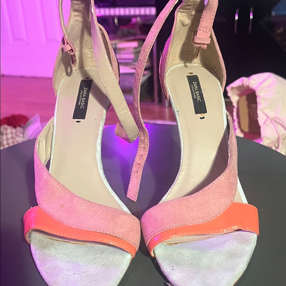 Zara Women's Pink and Orange Heels